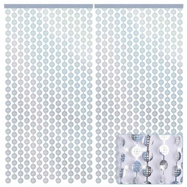 JurciCat Pack of 2 Disco Party Decorations 1 x 2 m Disco Ball Props Photo Booth Disco Ball Decoration for 70 80 90s Decoration Disco Fringe Curtains Made of Silver Foil