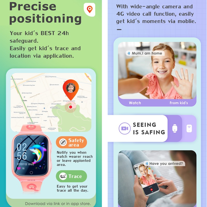 4G Kids Smart Watch Global Positioning System Wi-Fi SOS Waterproof