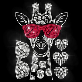 MAYJOYDIY Rhinestone Fashionable Giraffe Iron-On Patch Sunglasses Love Heart Hotfix Transfer Sticker Crystal Heat Transfer Patch Bling Clothing Repair Applique for T Shirts Hats