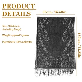 Elegant Stole, Ladiery Women's Shawl, Cape Scarf, Lace Scarf with Tassels, Thin Vintage Stole Wraps, Hollow Chiffon Stole, Women's Festive, Stole for Evening Dress, White