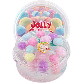 Rainbow Pom-poms Clear Slime, Good Stretchy & Non-Sticky Premade Slime, Slime Party Favors for Kids, Slime Sensory Toys for Birthday Easter Hallowmas Christmas Girls Gifts & Boys Gifts