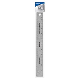BAZIC Stainless Steel Ruler 12" (30cm) Non Skid Base, Inches Centimeter Metric Measuring Drafting Rulers, for Students School Supplies, 24-Pack
