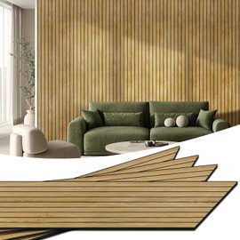 WADILE PVC Wood Grain Panels, 15.7 in X 204.7" Soundproof Wall Panels for Wall Paneling, 3D Wall Panels for Interior Decor, Cover 22.4 Sqft, Light Oak