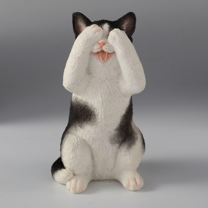 Veronese Design 3 3/4 Inch Black and White Kittens Hear