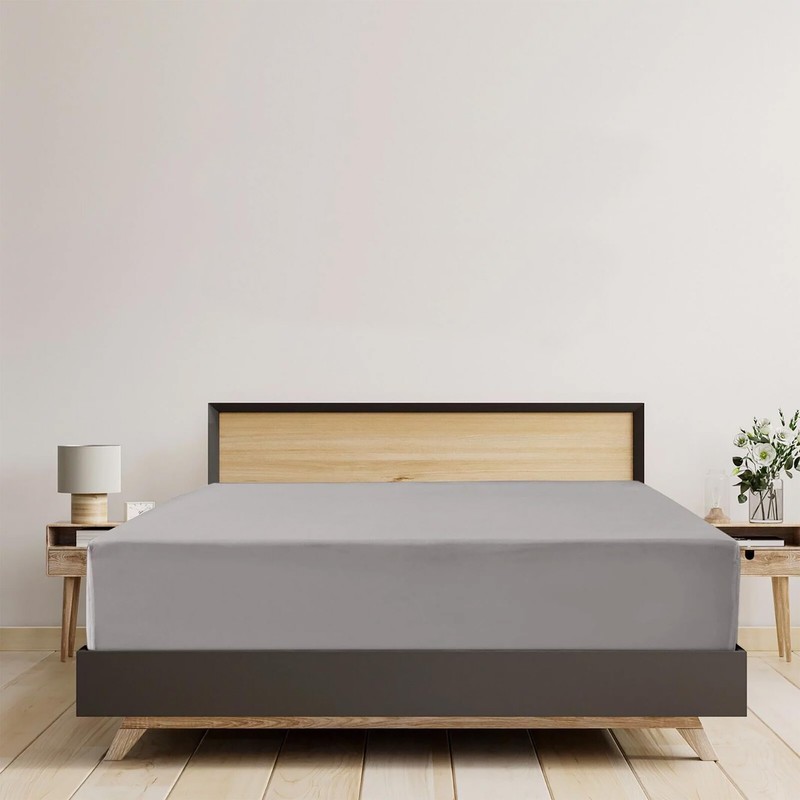 EV DEKOR Extra Deep Fitted Sheet Single, Grey - Deep