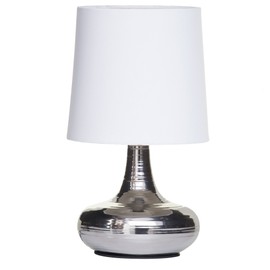 LITECRAFT Mini Scratched Table Lamp Base with Tapered Shade - (White & Chrome)