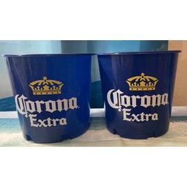 Corona 2 Corona Extra Navy Blue Plastic Bucket Holds Six Bottles Cans Ice Party Cookout