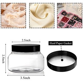Paquete de 16 tarros de plástico de 8 onzas con tapas, recipientes transparentes para exfoliantes corporales, recipientes vacíos rellenables, tarros r