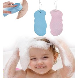2Pcs Gentle Exfoliating Bath Body Shower Sponge - Soft Baby Brush for Cleaning and Soothing