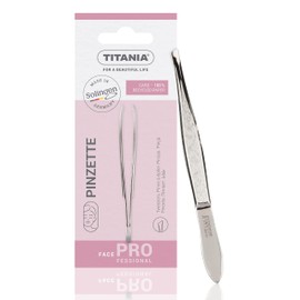 TITANIA Tweezers from Solingen (8 cm) • Made in Germany • Eyebrow Tweezers for Plucking • Thin, Bevelled Tip for Precise Gripping