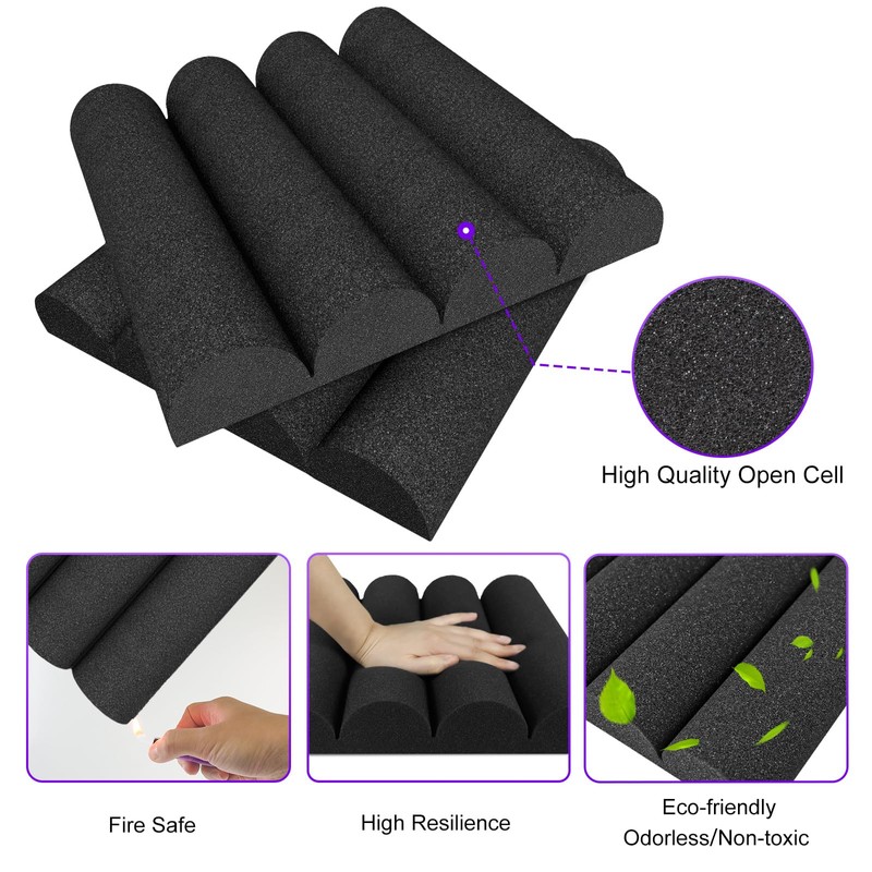 TroyStudio Thick Acoustic Foam Panels, 12 X 12 X 2