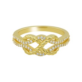 GOURIK 18K Yellow Gold Plated Simulated Diamond Ring For Women, White Stone April Birthstone Ring Gift For Mom Wife Her, 18K Yellow Gold Plated Simulated Diamond, Created Diamond