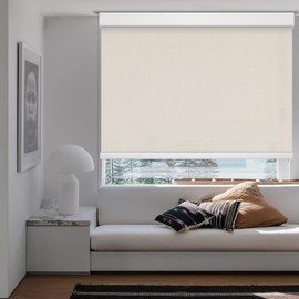 Changshade Blackout Roller Shades for Windows,Customized Cordless Roller Shades with Valance,UV Protection and Thermal Insulation Fabric Blinds for Windows and Home,Yellowish Beige