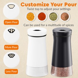 HOME EC Original Glass Salt and Pepper Shakers Set with Adjustable Pour Holes - Stainless Steel Salt Shaker and Pepper Shaker - Farmhouse Salt and Pepper Shaker Set for salts and spices