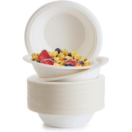 PRISTINE ENTERPRISE PAPER BOWLS PACK of 50 BIODEGRADABLE DISPOSABLE White 12oz/340m Bagasse Compostable Bowls Eco-Friendly for Party Picnic Bbq