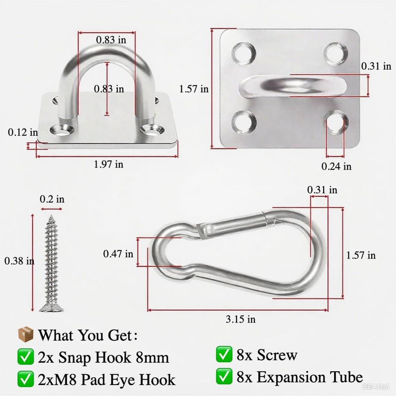 Hammock Hooks Heavy Duty 2 Pack, 1000Lbs Capacity Hammock Hanging