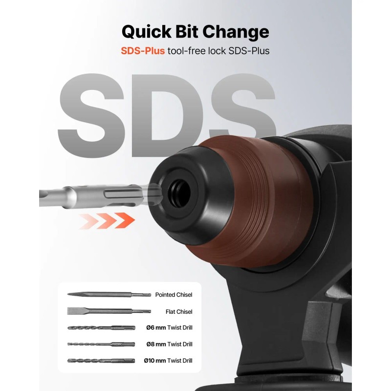 20V Battery Powered Rotary Hammer Drill 7/8 SDS-Plus Cordless Brushless