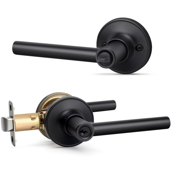 LOQRON Round Style Door Handle with Lock and Key, Keyed