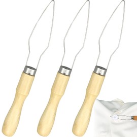 Button Hook Tool for Dressing Aid, Set of 3, Wood Handle, Steel Hook, Elderly Assist Device