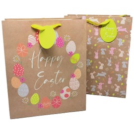 4 Large Luxury Easter Kraft Gift Bags - Bags Size: 32 x 26 x 12 cm