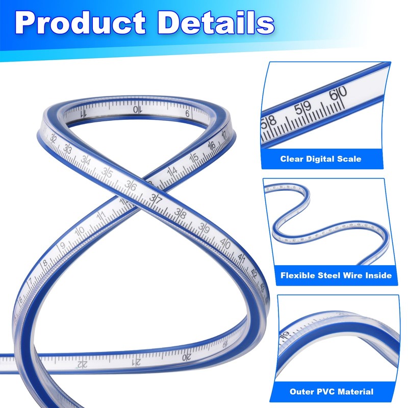 Cosmos 24-Inch Soft Plastic Flexible Curve Ruler Tape Measure