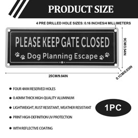1Pack Please Close The Gate Sign 3.5 x 9.8 Inches Please Keep Gate Closed Sign Beware of the Dogs Sign Rust Free Aluminum UV Protected Weather Resistant Durable Ink Easy to Mount and Read for Outdoor