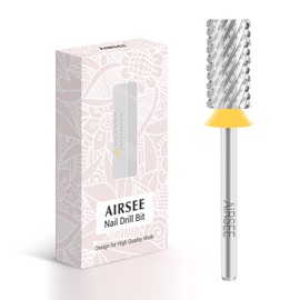 AIRSEE Tungsten Carbide Acrylic Nail Drill Bit Efile Electric File Machine Head Tip for Manicure Polishing Art Remove Gel 3/32" 2 Way Professional Tech Flat Top Cylinder Barrel 2X Coarse-2XC