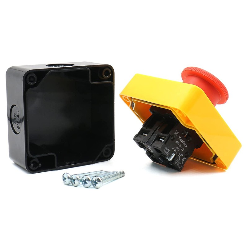 Red Sign Emergency Stop Switch, 660V 10A Weatherproof Emergency Stop
