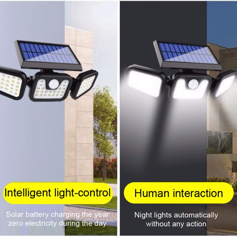 High Brightness Home Solar-Powered Wall Lamp 74LED Angle Adjustable Light
