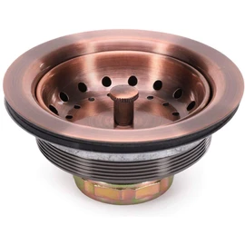 KONE 3-1/2 Inch Kitchen Sink Drain AC Assembly with Strainer Basket/Stopper, All Stainless Steel Antique Copper Durable and Rustproof