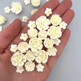 30 Ivory Icing Flowers by Simply Sucré | Small White Flowers | Ivory Edible Roses | Wedding Favors | Simply Sucre (30 Count)