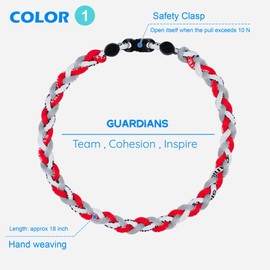 SUPBOMM 3 pcs Baseball Rope Necklaces, League Team Colors Braided Necklace, Baseball Team Gifts, Guardians