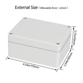 HoHaing Project Box ABS Plastic Junction Box IP65 Waterproof Weatherproof Electrical Enclosoure Power Box for Electric Gray White 4.53"x 3.54"x 2.17"(115 x 90 x 55mm)