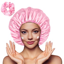 Allmoon Adjustable Silk Bonnet for Sleeping Women,Satin Bonnet with Elastic Band,Hair Bonnet,Silk Hair Wrap,Sleep Bonnet,Hair Cap,Soft Silk Bonnet for Curly Hair(pink)