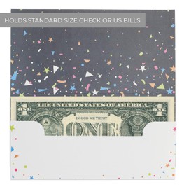 Canopy Street Masterpiece Celebrate Confetti Money Cards/Colorful All Occasion 3 5/8" x 7" Cash Check Holders With White Envelopes / 10 Silver Foil Celebration Graduation Party Birthday Cards