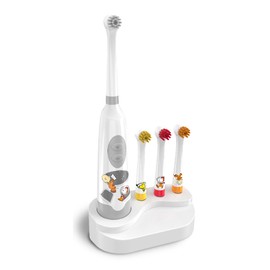 Peanuts Snoopy Electric Toothbrush Kit – Battery Powered Toothbrush with 4 Replaceable Brush Heads, High Vibration Cleaning, and Base Stand – Waterproof and Portable