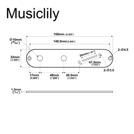 Musiclily Pro 32mm Steel Tele Control Plate with Narrow Pots Hole Spacing and Angled Switch Slot for Telecaster Electric Guitar, Chrome