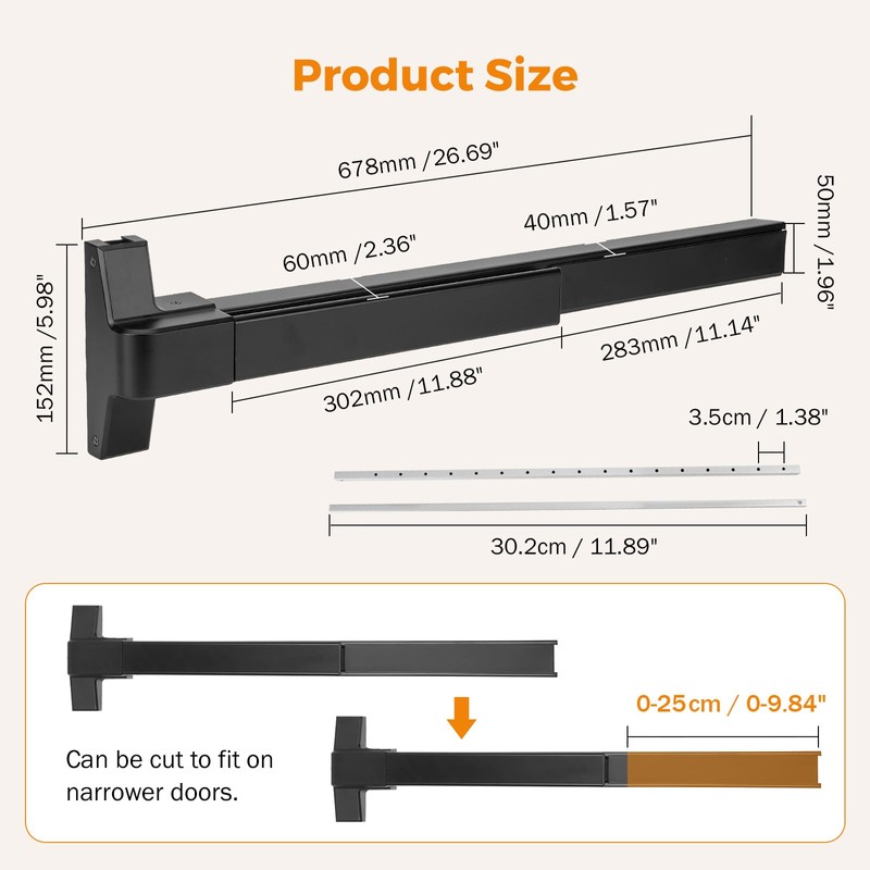 BEAMNOVA Vertical Rod 27.5 Inch Door Panic Bar Exit Device