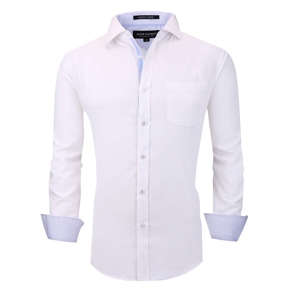 Alex Vando Mens Dress Shirts Wrinkle Free Regular Fit Stretch