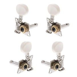 perfk 4 Pieces Silver Ukulele Open Machine Heads Open Tuning Key Ukulele 4-String Guitar Replacement Parts