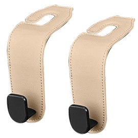 Buaak 2 PCS Headrest Hooks for Car, Car Bag Hook, Car Seat Storage Hanger, Car Seat Back Storage Hook, Car Seat Hooks for Umbrellas, Clothes, Wallets, Water Bottles (Beige)