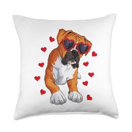 Cute Boxer Dog Valentine's Day Funny Dog Valentine's Day Boxer Lover Throw Pillow, 18x18, Multicolor