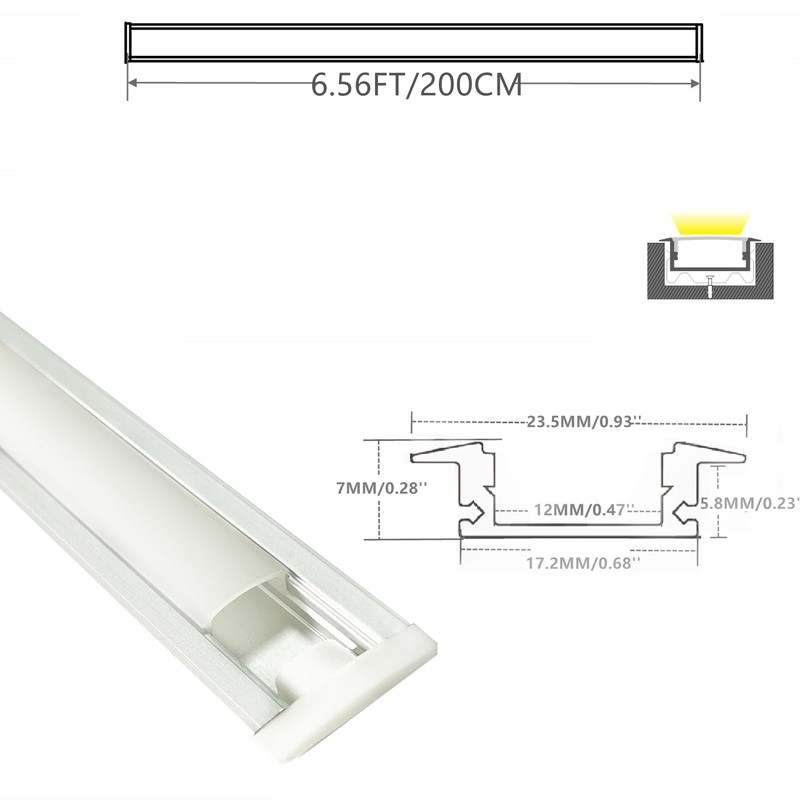THMOOTHER Recessed LED Strip Channel Diffuser 10-Pack 6.56FT,23.5X7MM LED Tape