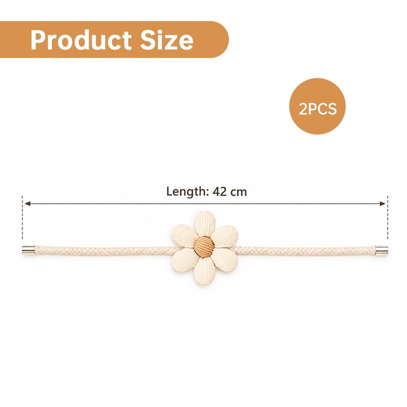 2 Pack 42cm Flower Magnetic Curtain Tiebacks for Living Room