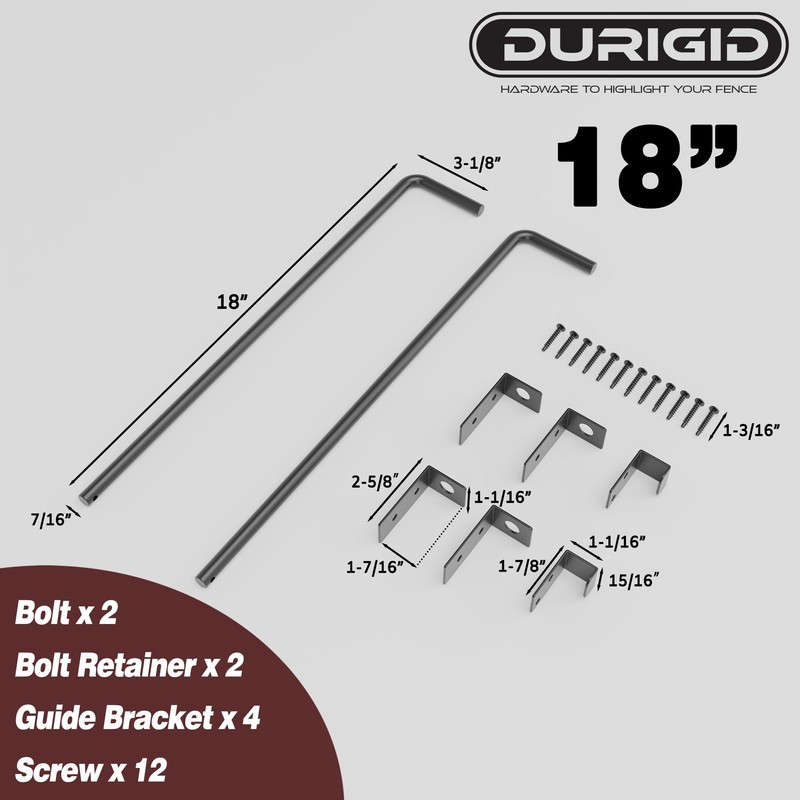 DURIGID 18 Inch Gate Cane Bolt Gate Ground Drop Rod,