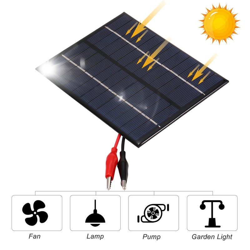 2W 12V Solar Panel with Clips Polycrystalline Silicon Solar Cell