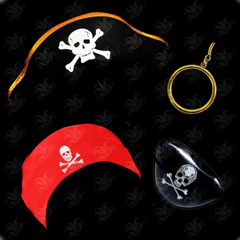 Sombrero Pirata Dorado Y Parche Calavera Capitán Halloween