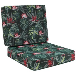 Favoyard Deep Seat Patio Cushion 22 x 22 x 3 in Waterproof Seat & Back Cushion Set with Color Fade Resisitant Pattern, Portable Handle, Attach Straps, Zipper on Removable Cover for Outdoor Furniture