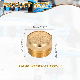 MECCANIXITY 1PCS Pneumatic Exhaust Muffler, g 1" Thread Male Sintered Bronze Muffler Air Line Fittings for Pneumatic Tools and Industrial Machinery
