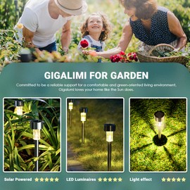 GIGALUMI 24 Pack Solar Path Lights Outdoor,Solar Lights Outdoor Waterproof,Stainless Steel LED Landscape Lighting,Solar Garden Lights for Driveway,Pathway,Patio,Yard